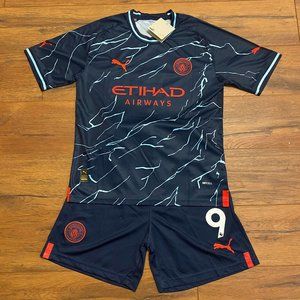 2023 Manchester City Third Kit #9 Haaland Soccer Jersey (Jersey & Shorts Set)
